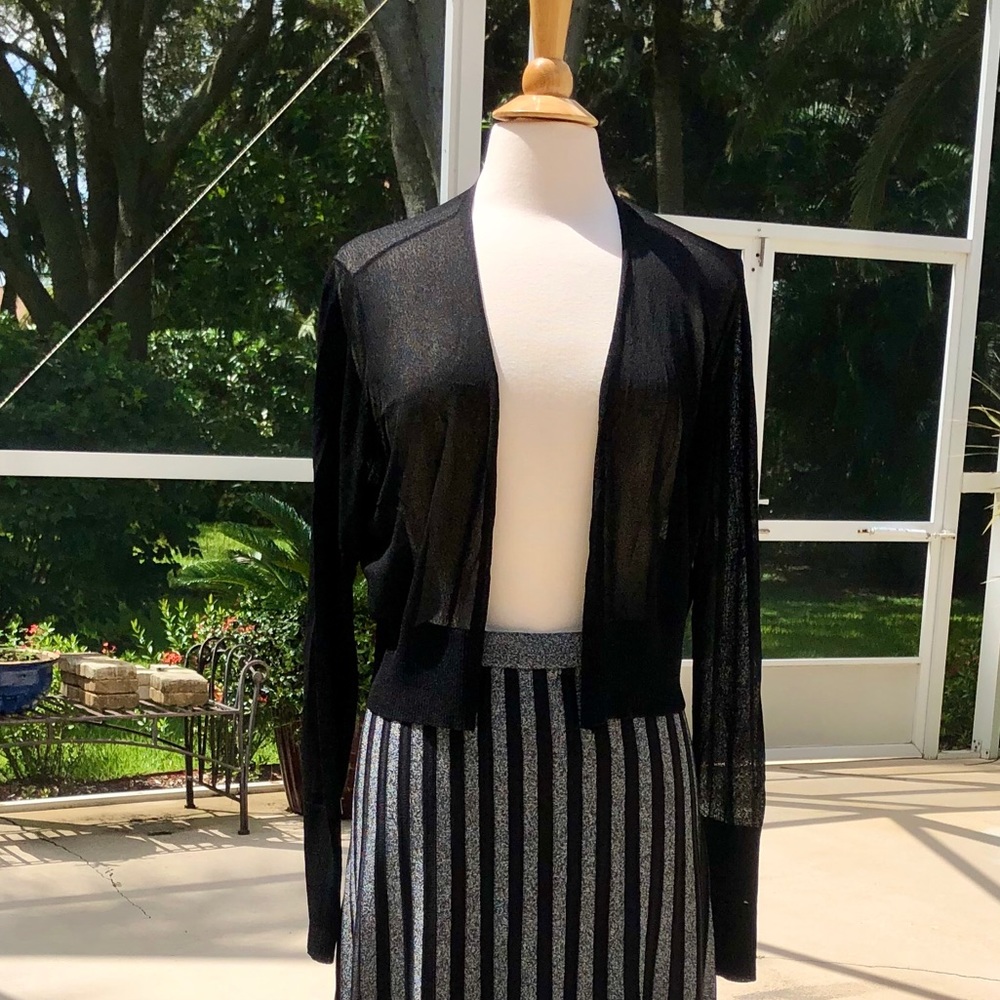 EILEEN FISHER Black Sheer Open Cardigan - Long Sleeve - Sz. XL